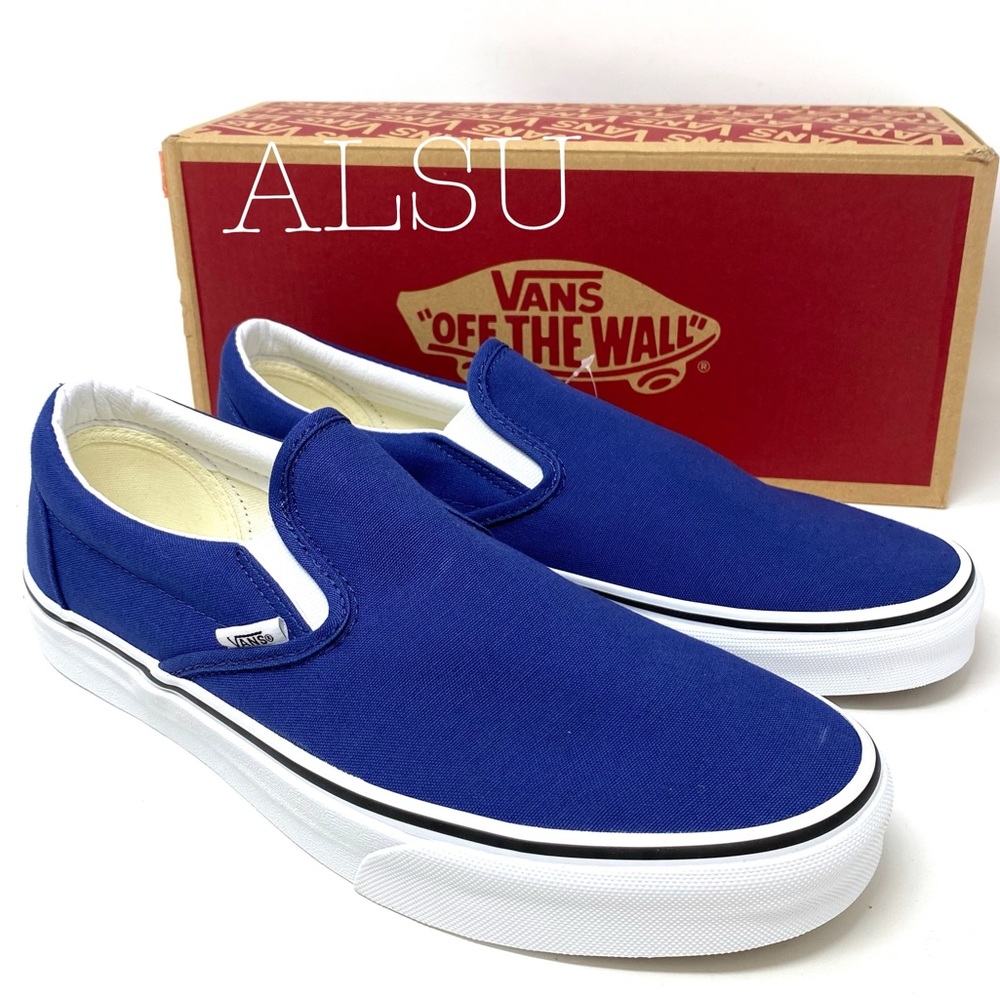 VANS Classic Slip On Twilling Blue Canvas Women’s - Picture 2 of 8